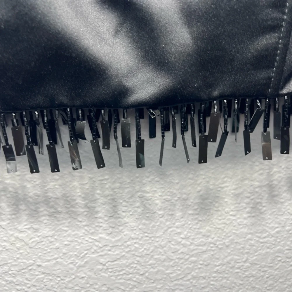 Vintage Y2K Jessica McClintock Millennium 2000 Black strapless fringe crop top - Picture 13 of 16